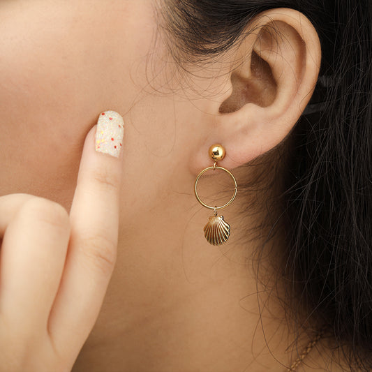 Golden Seashell Hoops