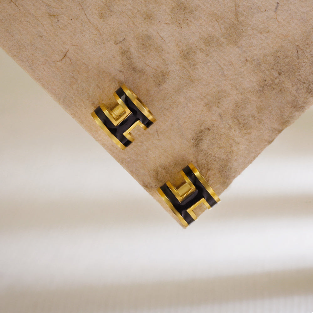 Bold H Charm Studs