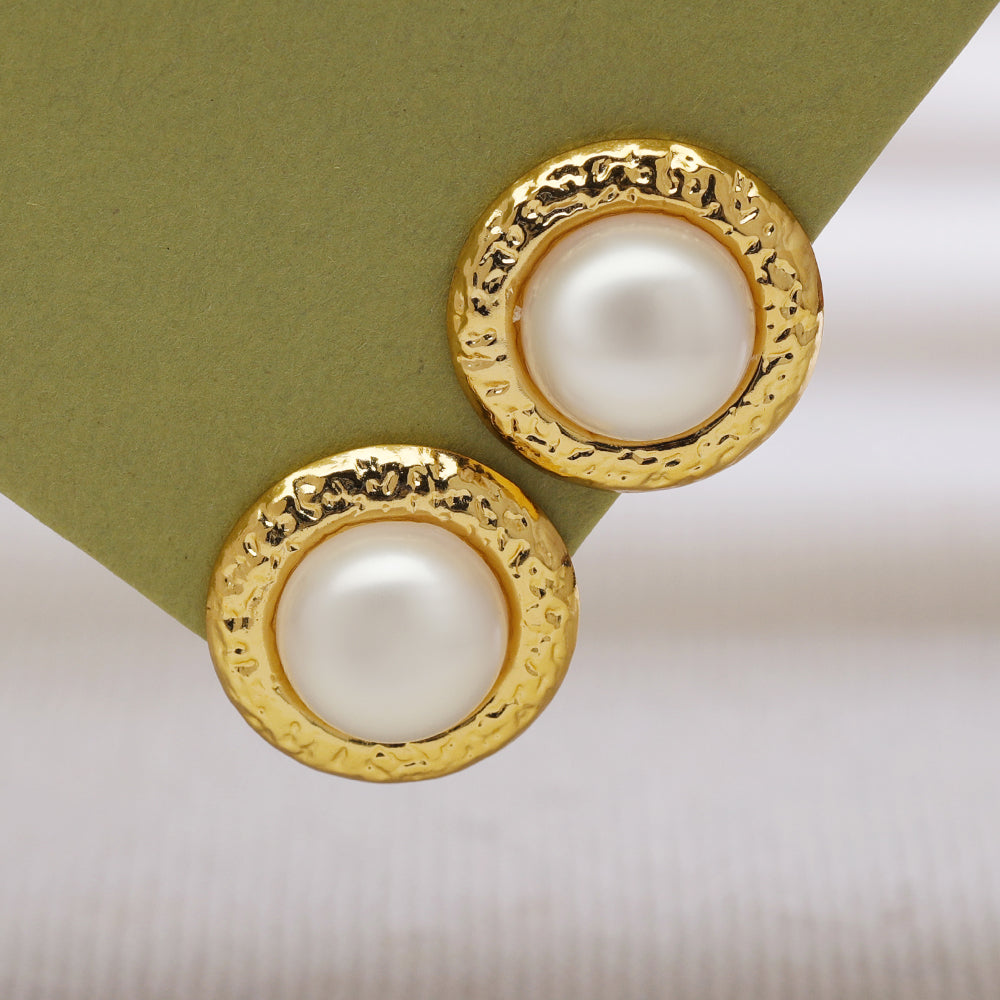 Hammered Pearl Studs
