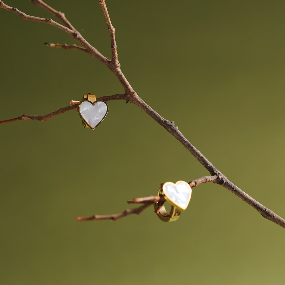 Lustrous Heart Studs