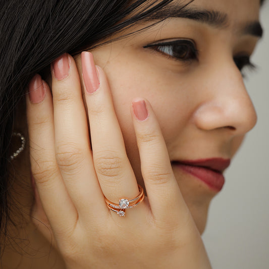 Rose Gold Double Pearl Ring