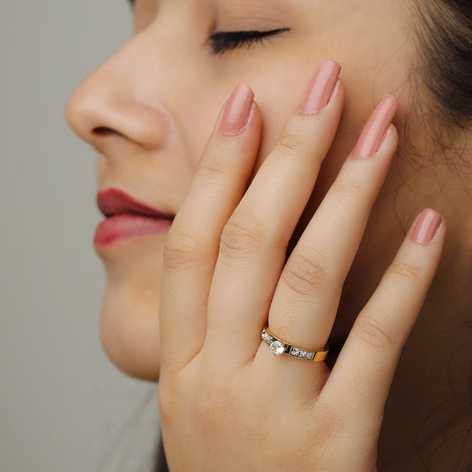 Golden Solitaire Radiance Ring