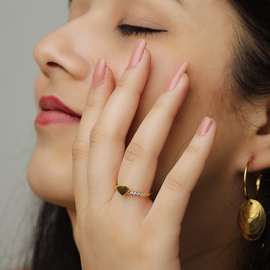 Golden Heart Whisper Ring