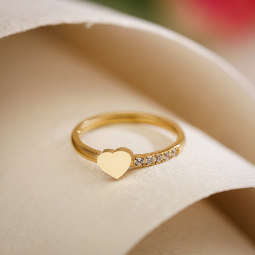 Golden Heart Whisper Ring
