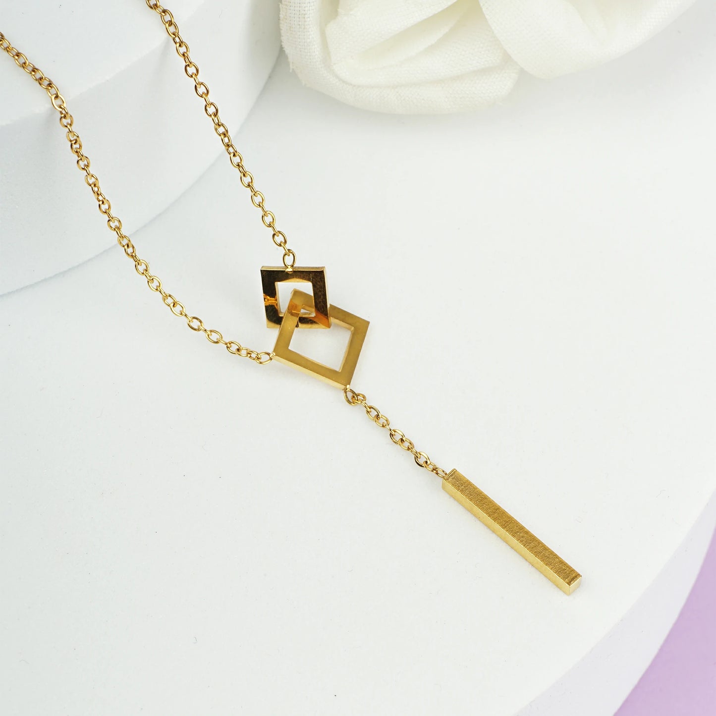 Square Bar Pendant Necklace