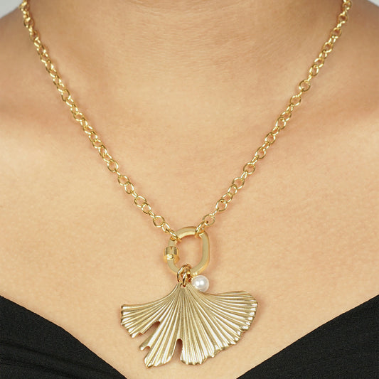 Golden Ginkgo Leaf Necklace