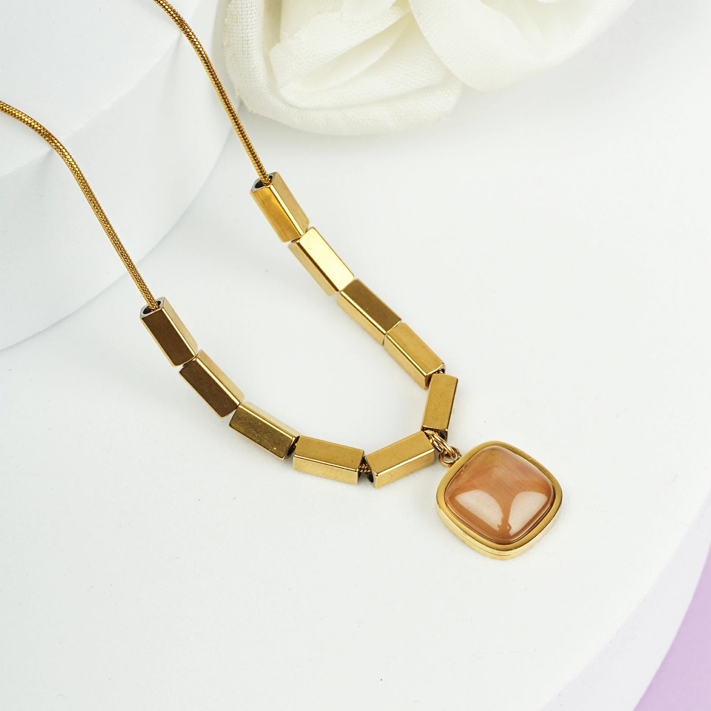 Square Stone Necklace