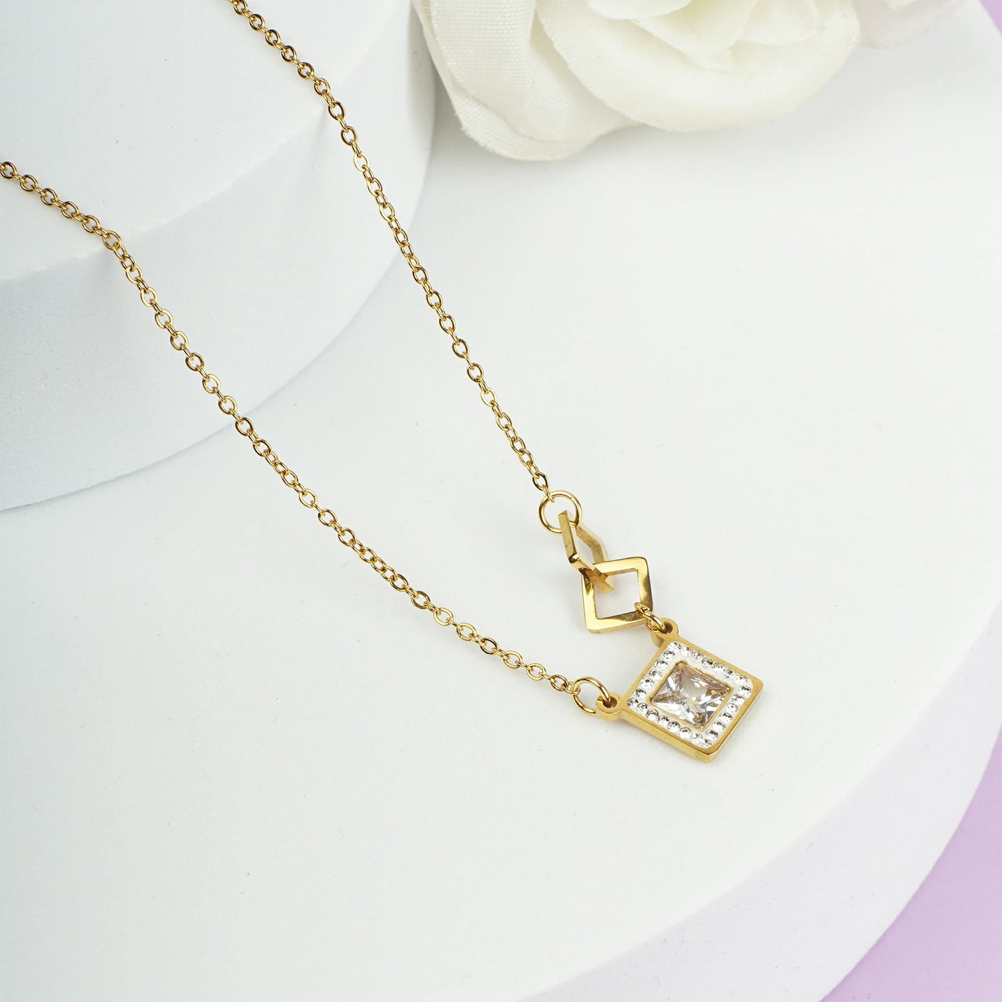 Golden Geometric Sparkle Necklace