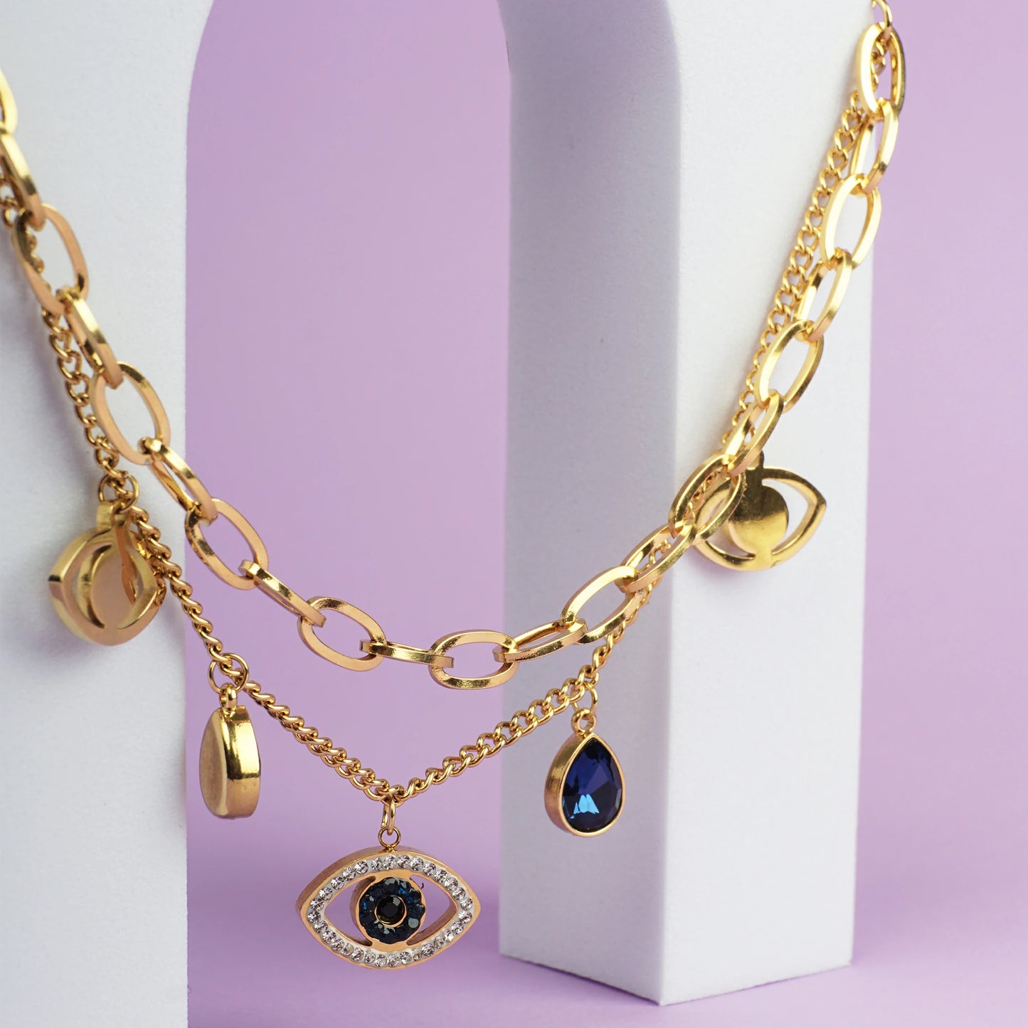 Gold Plated Evil Eye Charm Bracelet