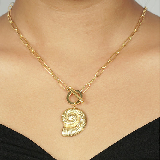 Spiral Shell Toggle Clasp Necklace