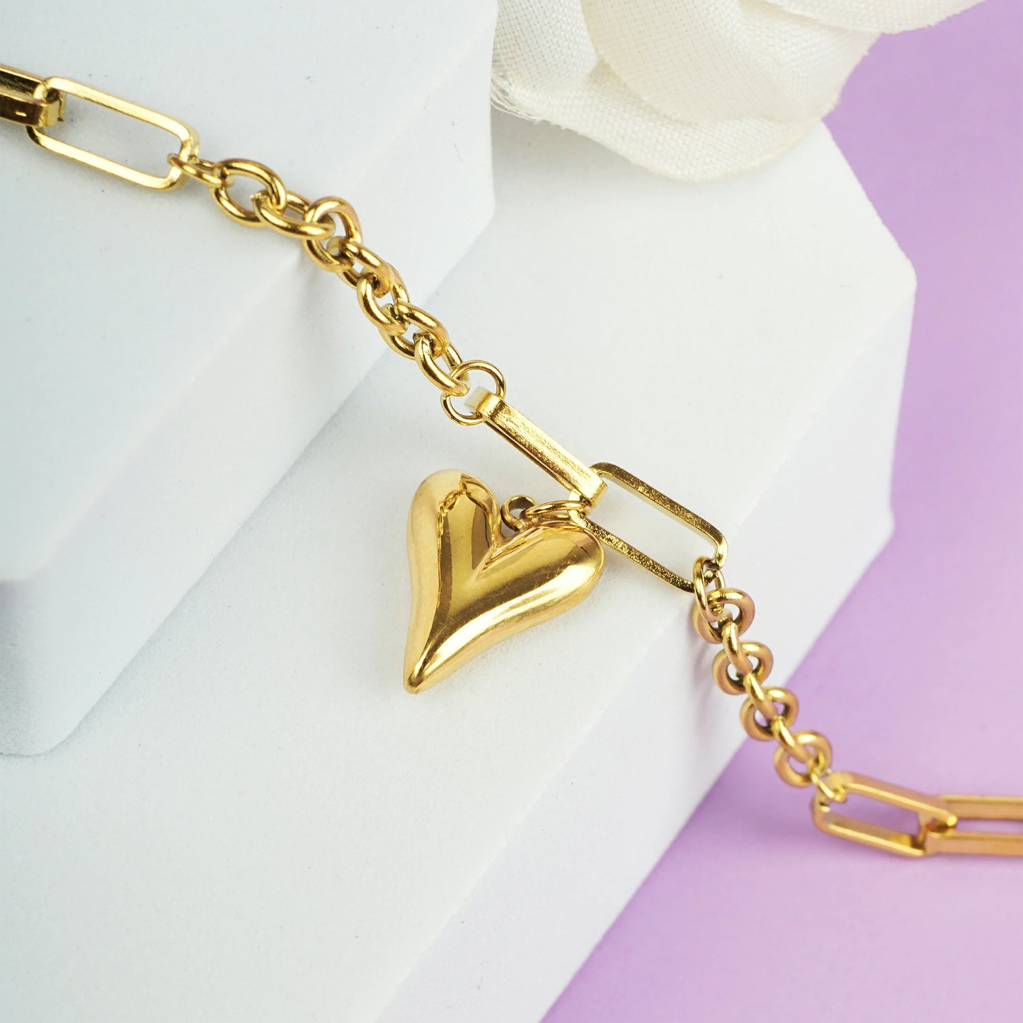 Bold Heart Link Bracelet