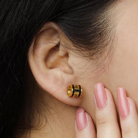Bold H Charm Studs