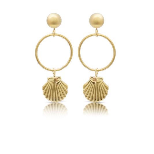 Golden Seashell Hoops