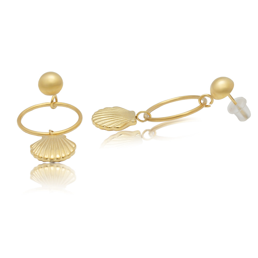 Golden Seashell Hoops