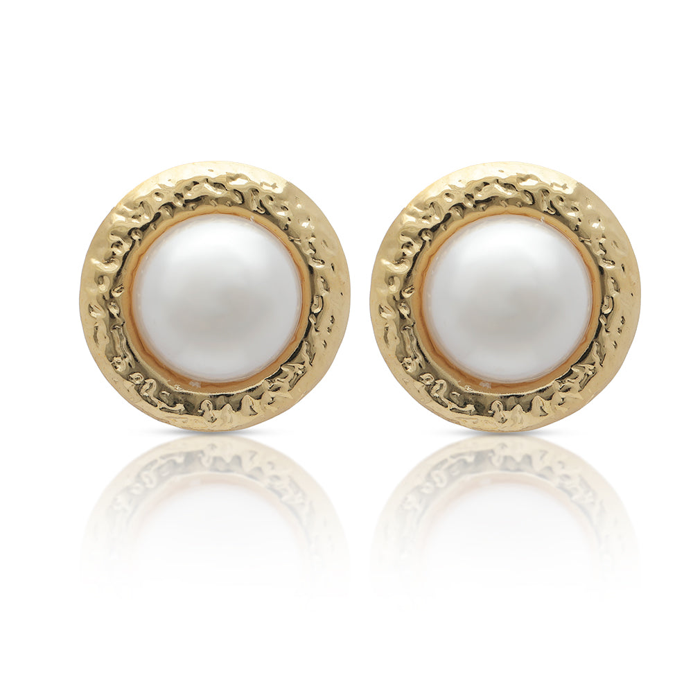 Hammered Pearl Studs