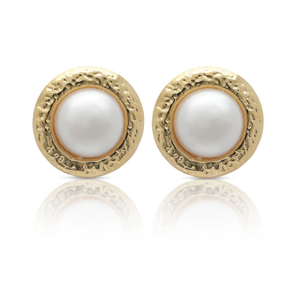 Hammered Pearl Studs