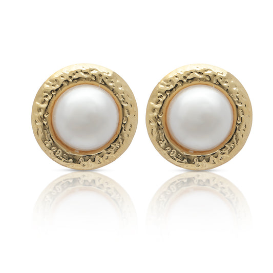 Hammered Pearl Studs