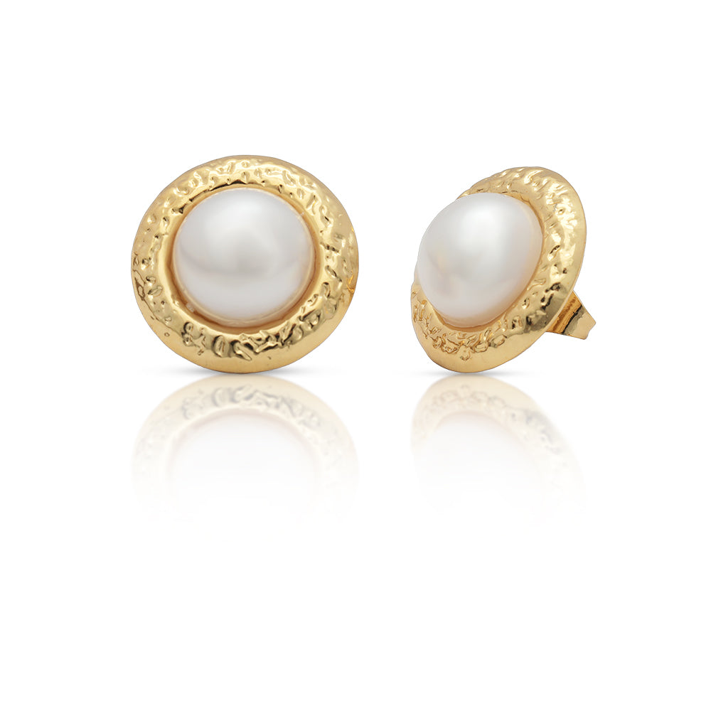 Hammered Pearl Studs