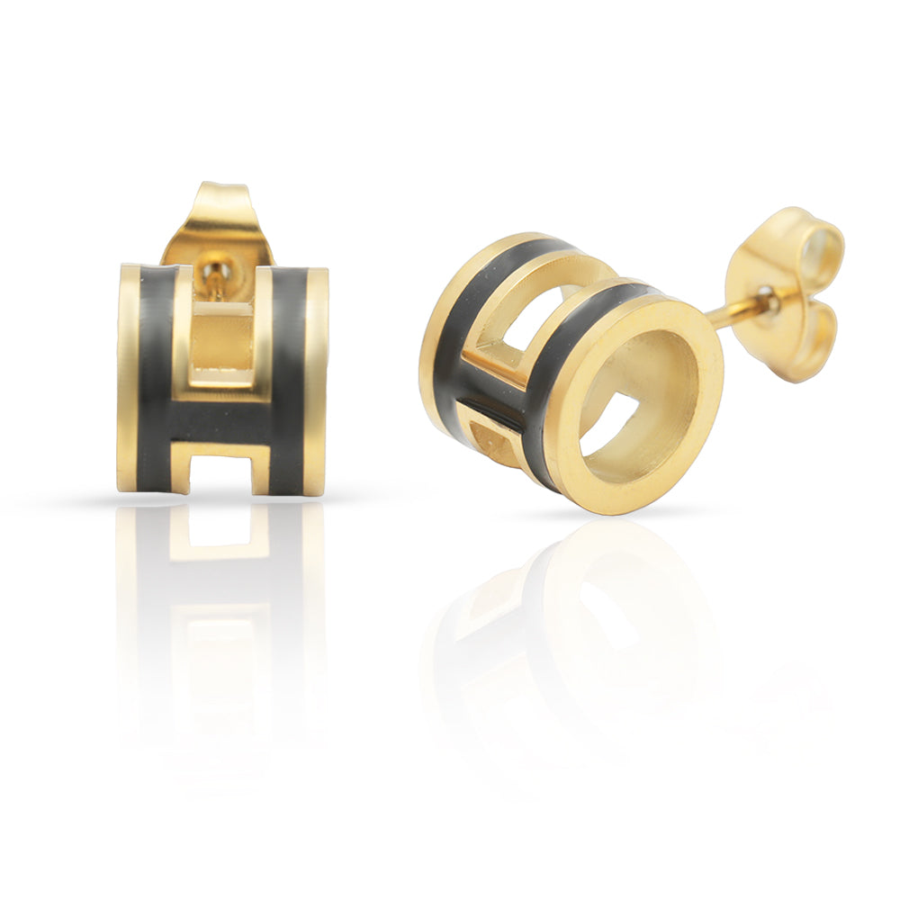 Bold H Charm Studs