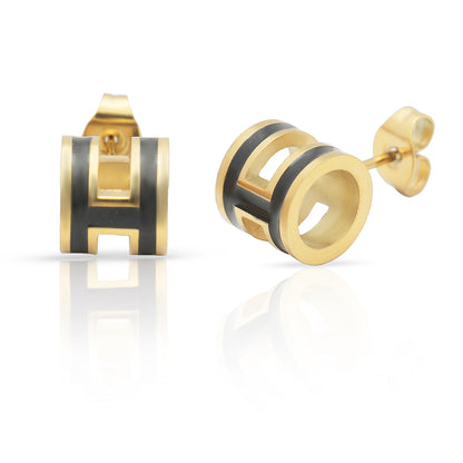 Bold H Charm Studs