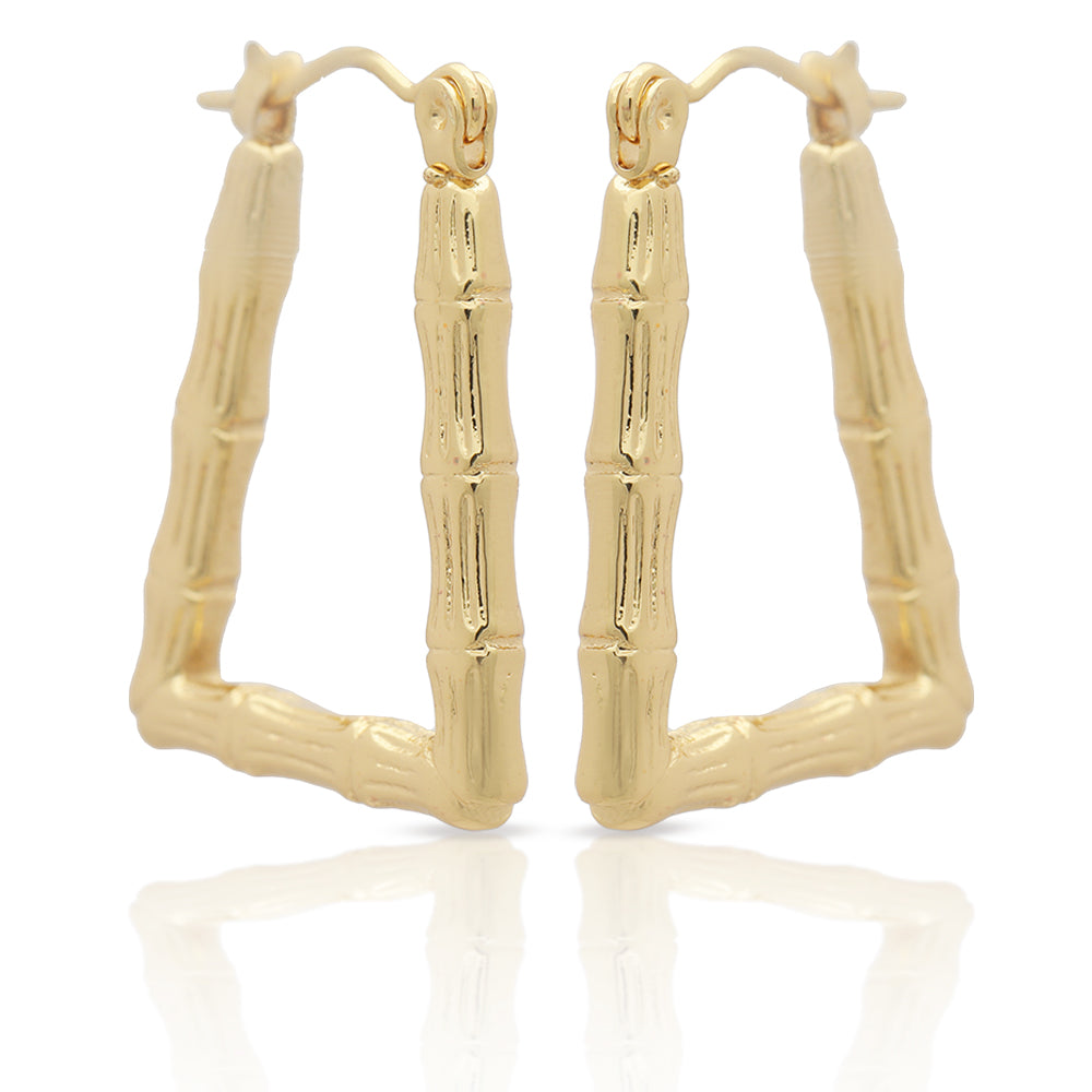 Golden Bamboo Hoop Earrings