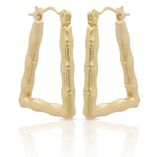 Golden Bamboo Hoop Earrings