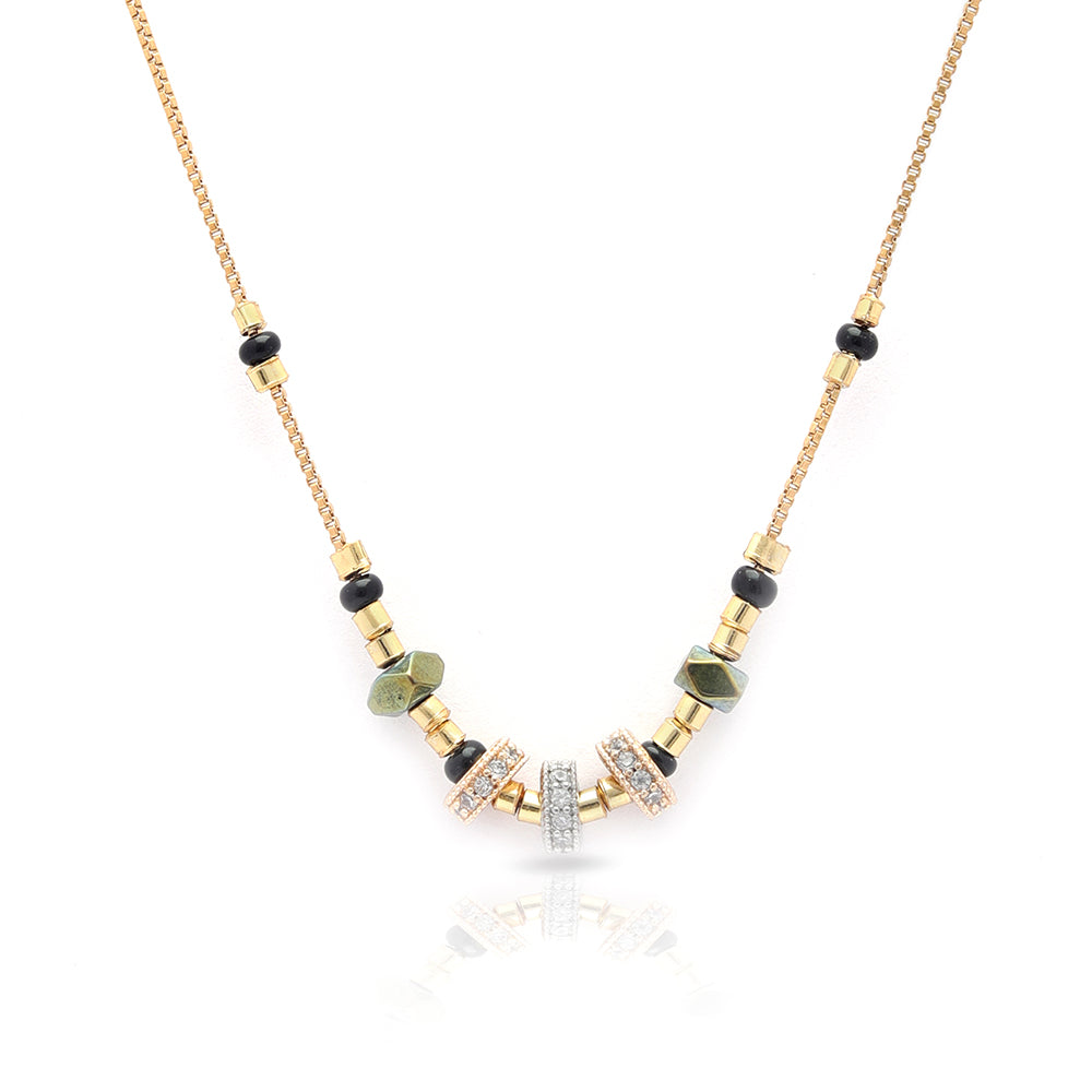 Mysterious Cubes and Pearls Necklace