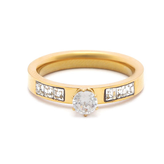 Golden Solitaire Radiance Ring