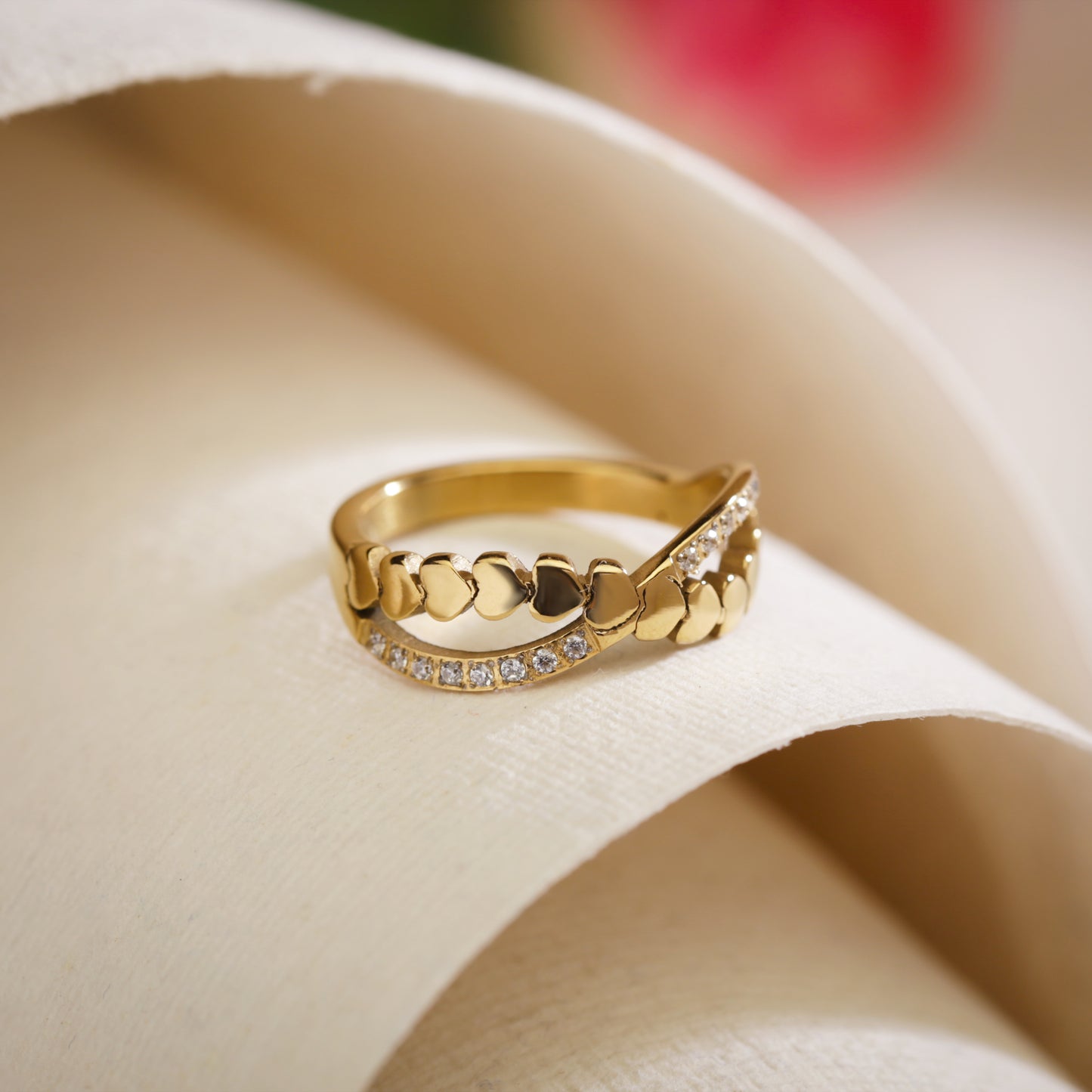 Shimmering Heartline Fusion Ring