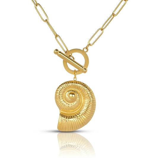 Spiral Shell Toggle Clasp Necklace