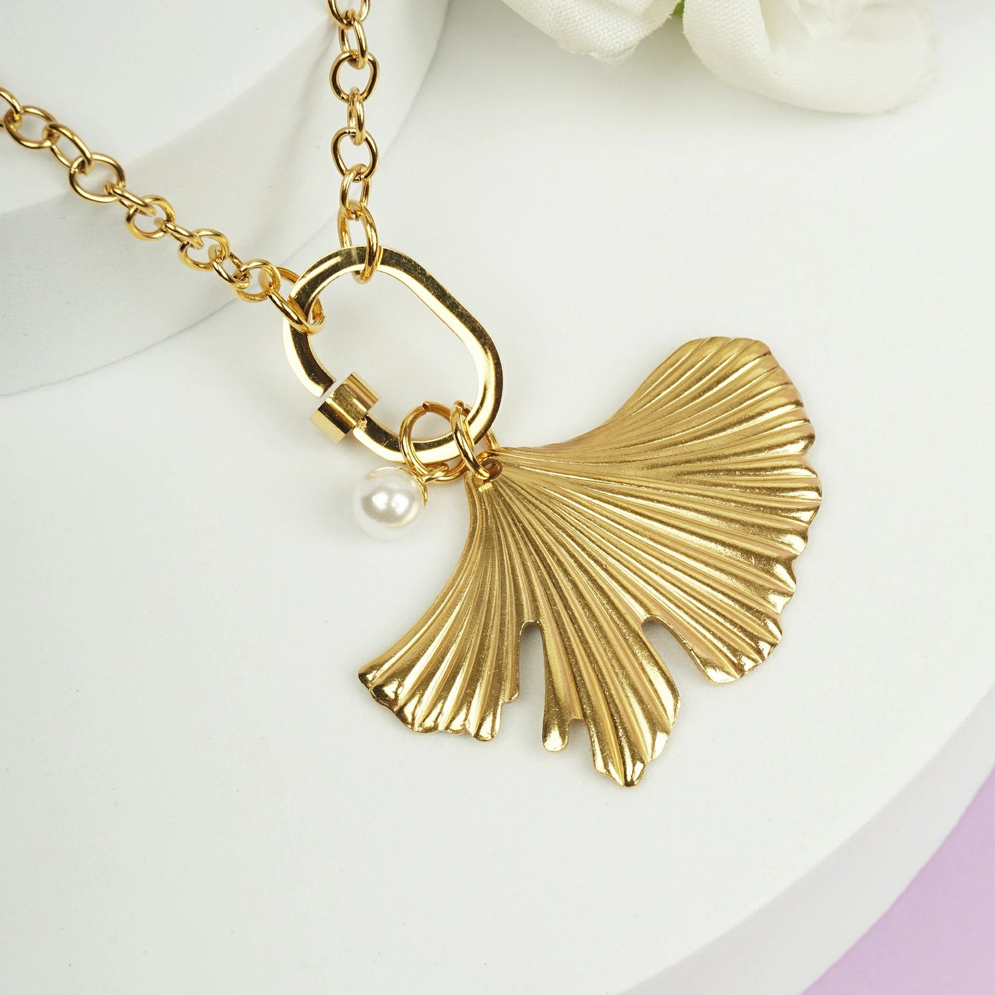 Golden Ginkgo Leaf Necklace