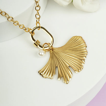 Golden Ginkgo Leaf Necklace