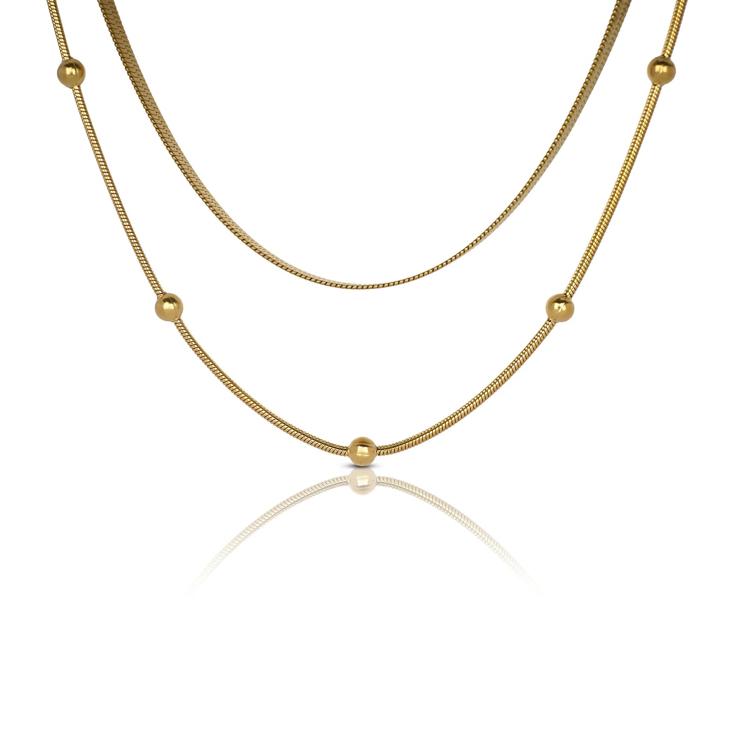 Golden Beaded Layered Necklace