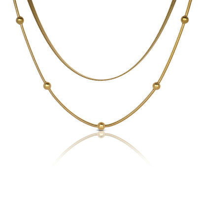 Golden Beaded Layered Necklace