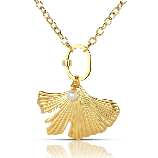 Golden Ginkgo Leaf Necklace