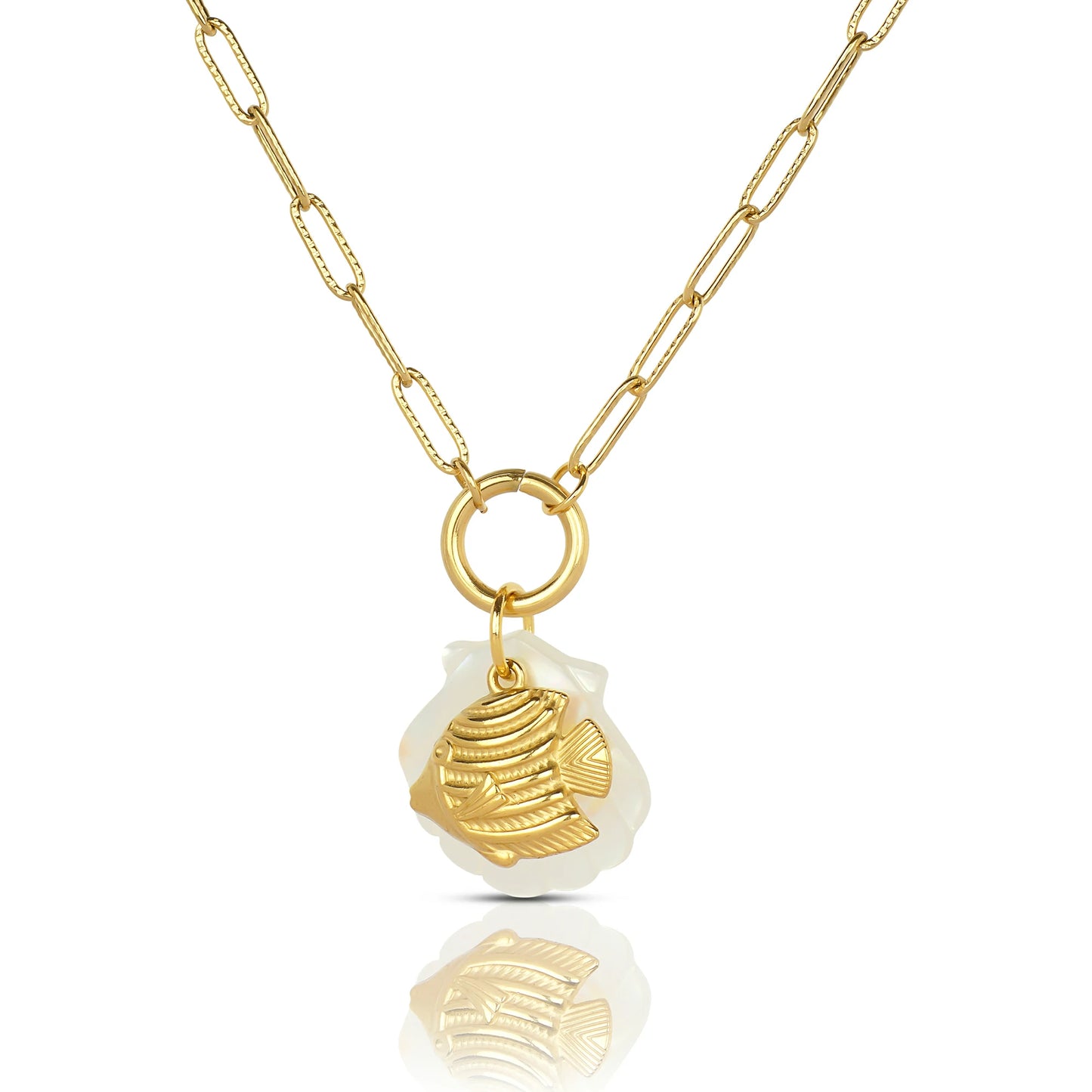 Gilded Fish Pendant with Pearl