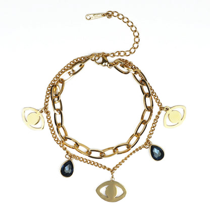 Gold Plated Evil Eye Charm Bracelet