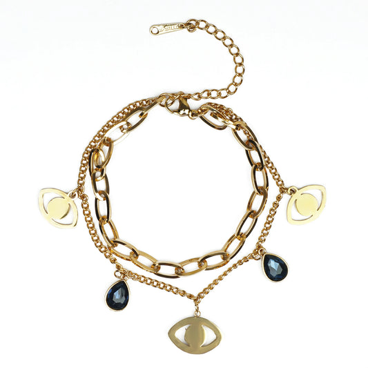 Gold Plated Evil Eye Charm Bracelet
