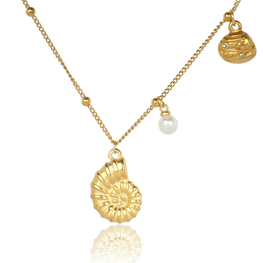 Golden Shell Pendant Necklace